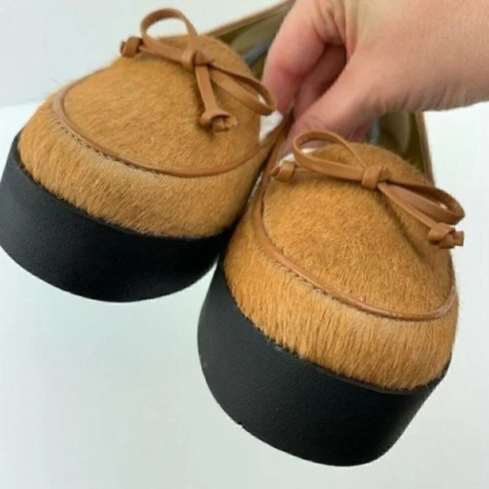 Bernardo Antwerp Platform loafer 7 tan pony hair